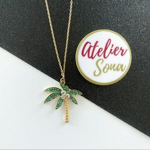 Crystal Encrusted Tropical Palm Tree Necklace